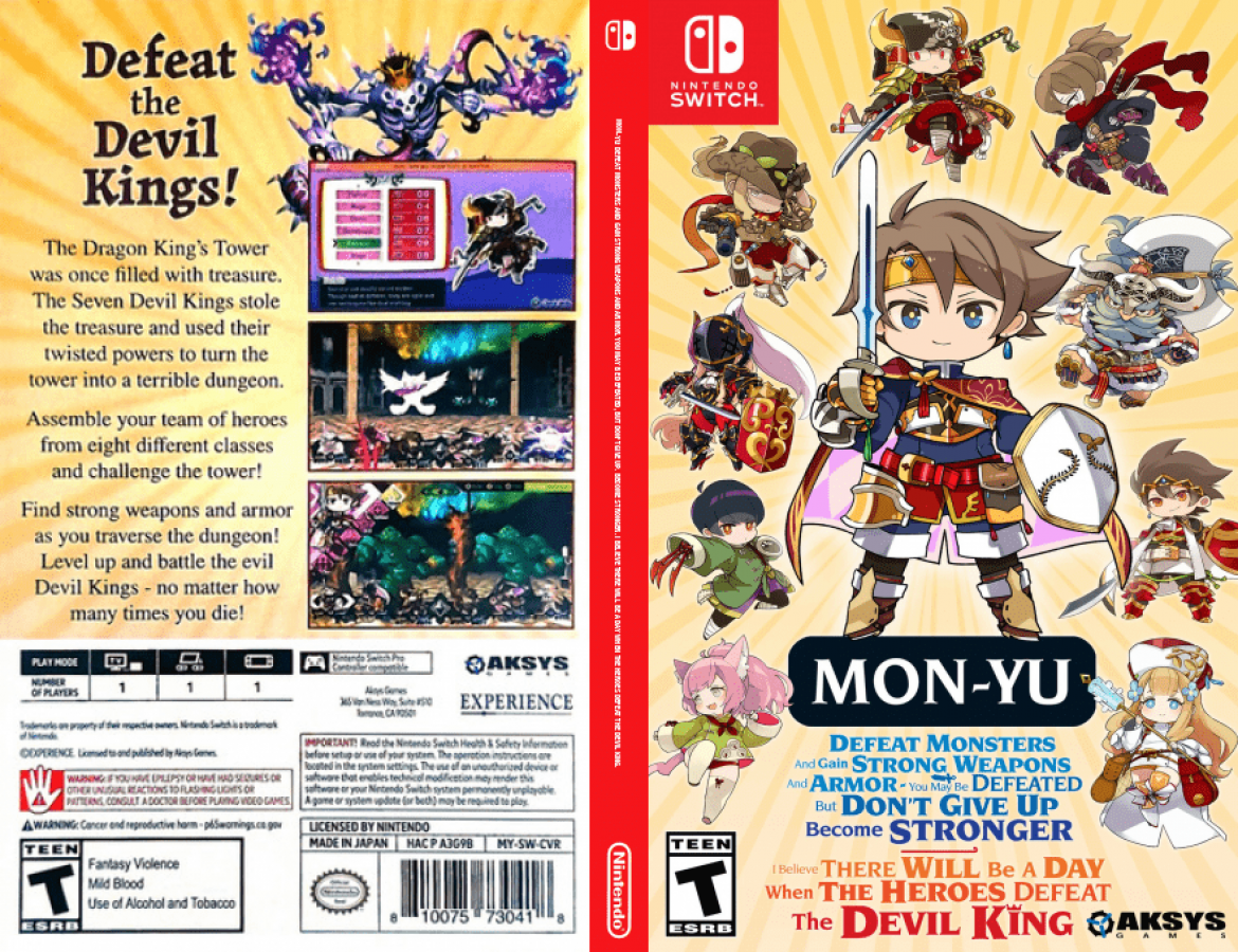 Mon-Yu Nintendo Switch back Cover Art for the Nintendo Switch Video Game
