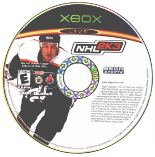 NHL 2K3 for Xbox with official NHL teams and hockey simulation visuals disc