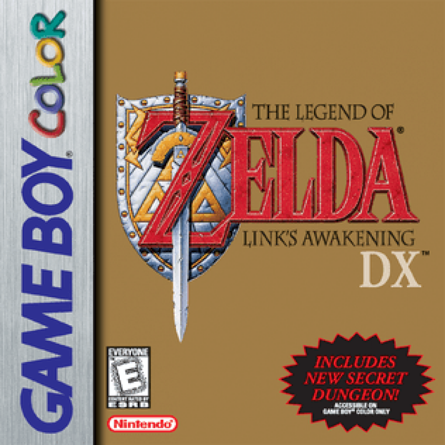 The Legend of Zelda Links Awakening DX cover art for Game Boy Color adventure game