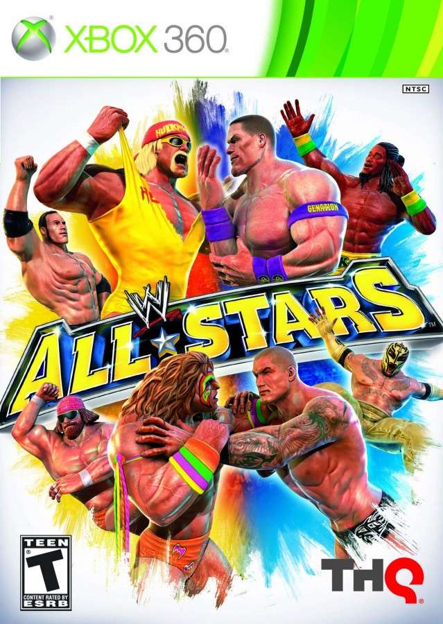WWE All Stars Xbox 360 cover art for the wrestling game.