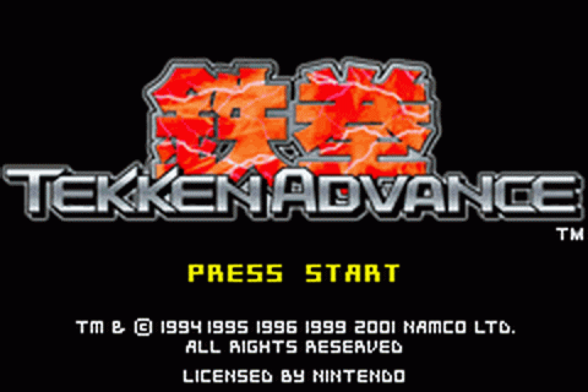 Tekken Advance title screen art for Game Boy Advance (GBA) video game
