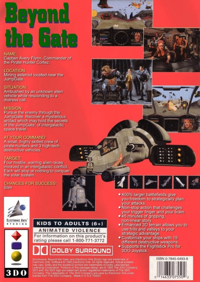 Shock Wave 2: Beyond the Gate back of case for Panasonic 3DO (3DO) sci-fi flight combat video game