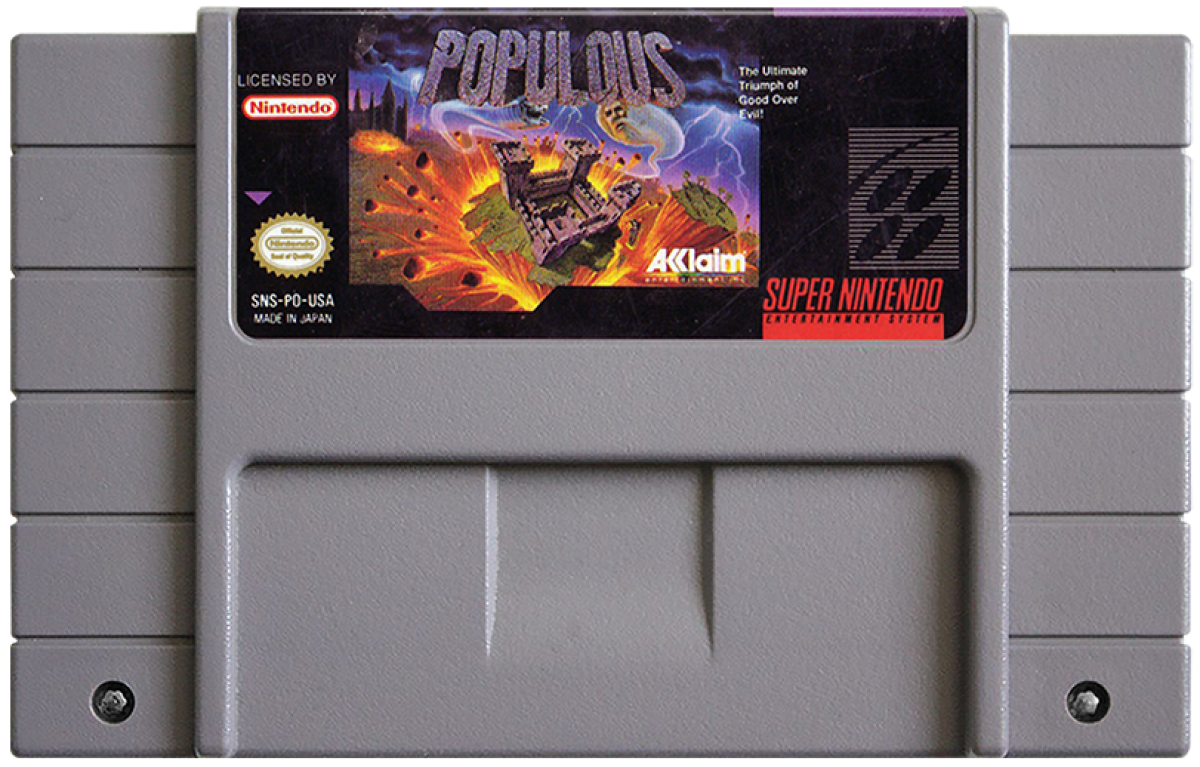 Populous cartridge for Super Nintendo Entertainment System (SNES) retro video game