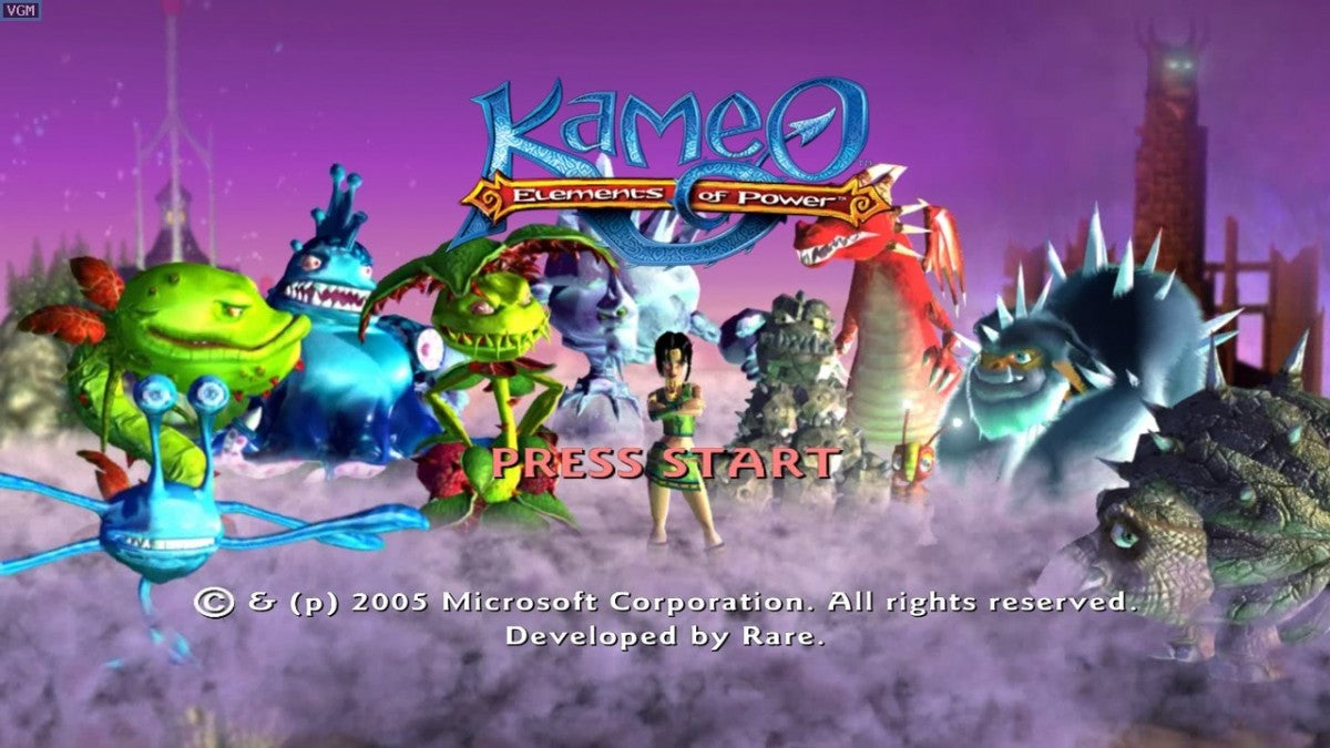 Kameo: Elements of Power start screen for Xbox 360 (X360) action-adventure fantasy video game