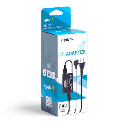 XYAB brand PlayStation Vita AC adapter and charger with USB output for powering and charging PS Vita handheld consoles