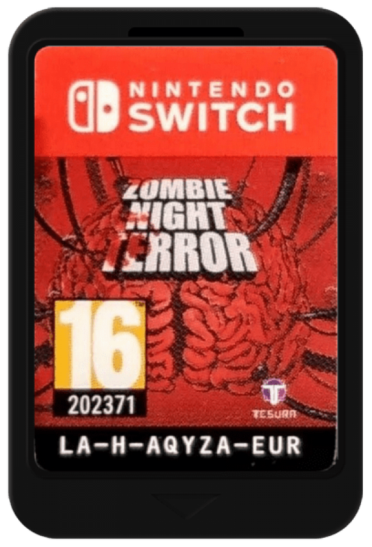 Zombie Night Terror Nintendo Switch (NS) game card art for retro pixel horror strategy game