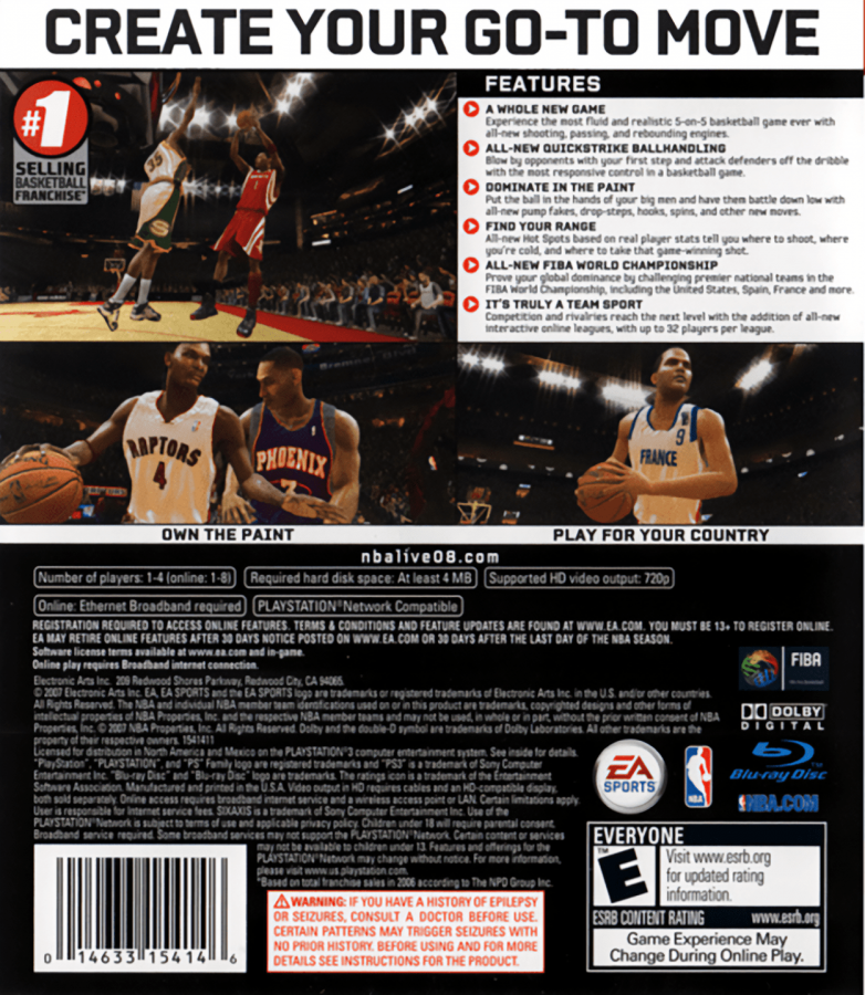 NBA Live 08 back cover art for PlayStation 3 (PS3) video game