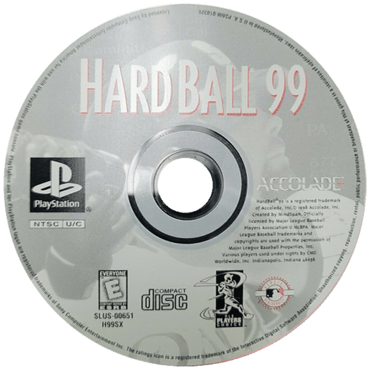 HardBall '99 disc for PlayStation 1 (PS1) retro baseball video game