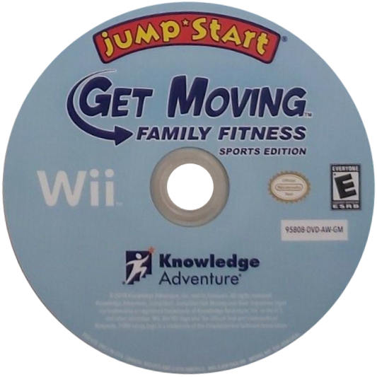 JumpStart Get Moving Family Fitness Nintendo Wii for retro video game enthusiasts featuring educational fitness gameplay motion controlled activities family friendly exercise mini games active learning challenges interactive workouts and collectible gaming appeal disc