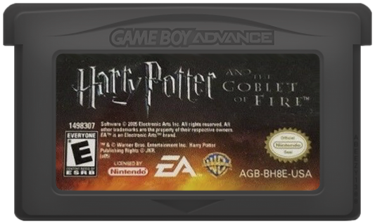 Harry Potter and the Goblet of Fire for Game Boy Advance, cartridge for an action-adventure video game with spell-based combat, cooperative gameplay, mission-based progression, and wizarding world storyline