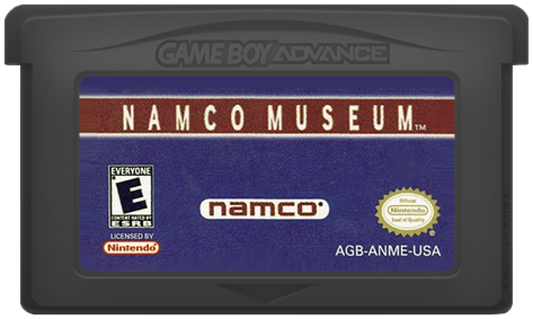 Namco Museum Game Boy Advance GBA compilation arcade classic video games collection including Pac-Man Ms Pac-Man Galaga Galaxian Dig Dug Pole Position and Rolling Thunder Namco Bandai anthology portable retro gaming cartridge