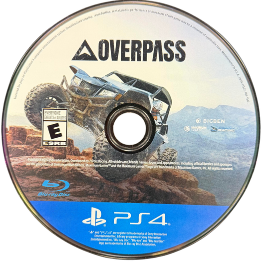 Overpass PS4 Sony PlayStation 4 off road racing simulation ATV UTV rock crawling extreme terrain driving mud trails obstacle courses technical driving skill realistic physics multiplayer offroad challenge racing game PlayStation 4 software video game title disc