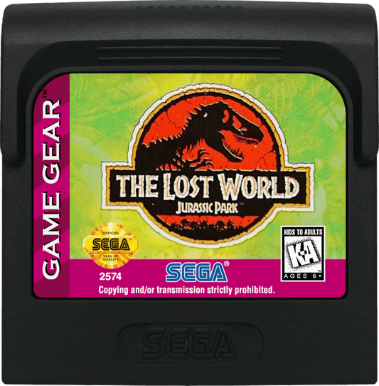 The Lost World Jurassic Park cartridge for Sega Game Gear (GG) video game