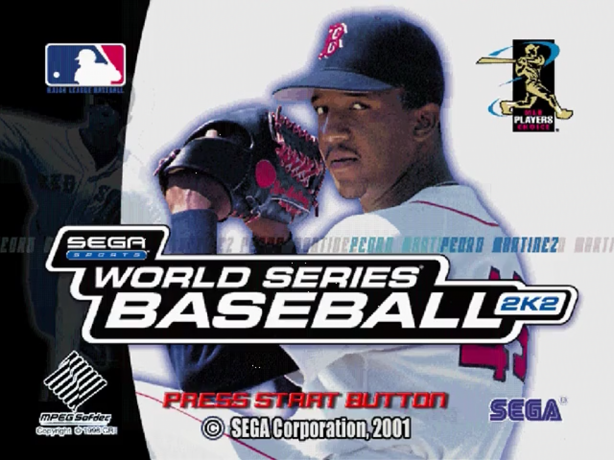 World Series Baseball 2K2 title screen for Sega Dreamcast (DC) video game