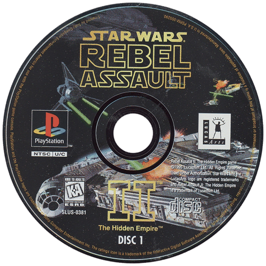 Star Wars: Rebel Assault II disc for PlayStation 1 (PS1) rail shooter video game