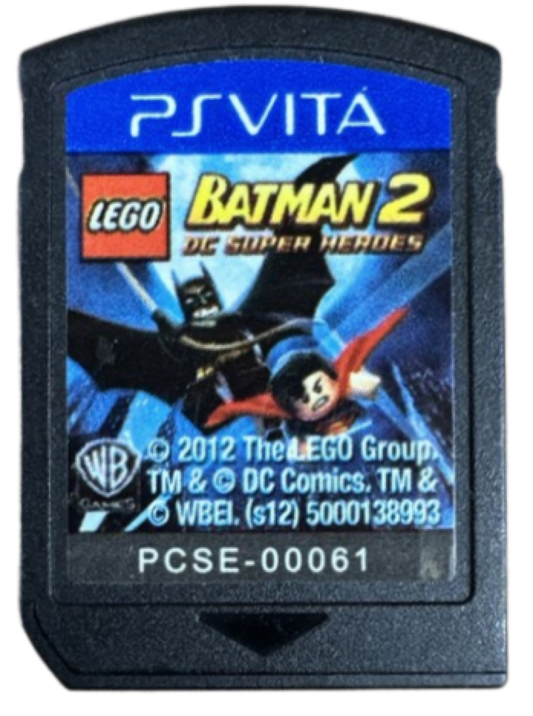 LEGO Batman 2 DC Super Heroes retro PS Vita video game LEGO Batman superhero action adventure puzzle solving cooperative gameplay DC Comics handheld console title PlayStation Vita release cartridge