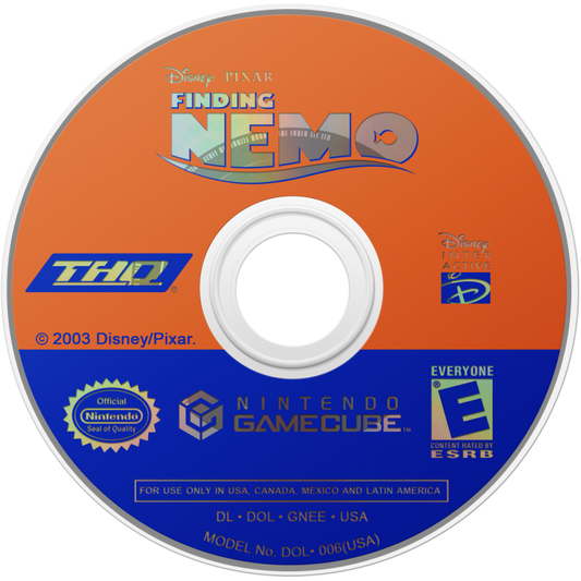 Disney Pixar Finding Nemo disc art for GameCube game featuring family-friendly action adventure gameplay based on the animated film