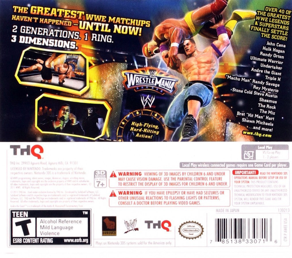 WWE All Stars back of case for Nintendo 3DS (3DS) wrestling sports video game
