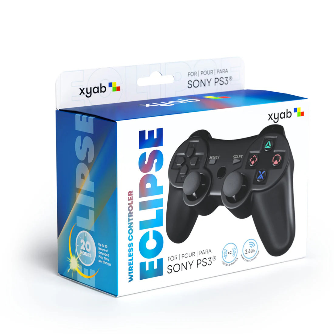 XYAB brand 1-to-1 third-party wireless controller for PlayStation 3 featuring analog sticks, action buttons, shoulder buttons, and ergonomic design