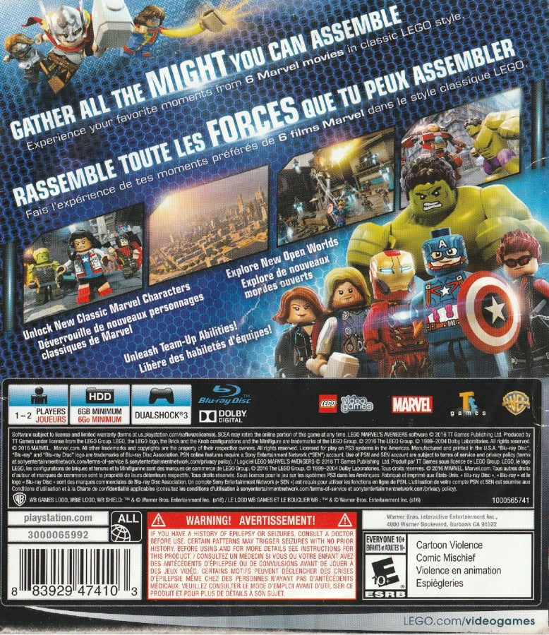 LEGO Marvel Avengers PlayStation 3 PS3 cover art collectible superhero action adventure game authentic classic gaming rear art