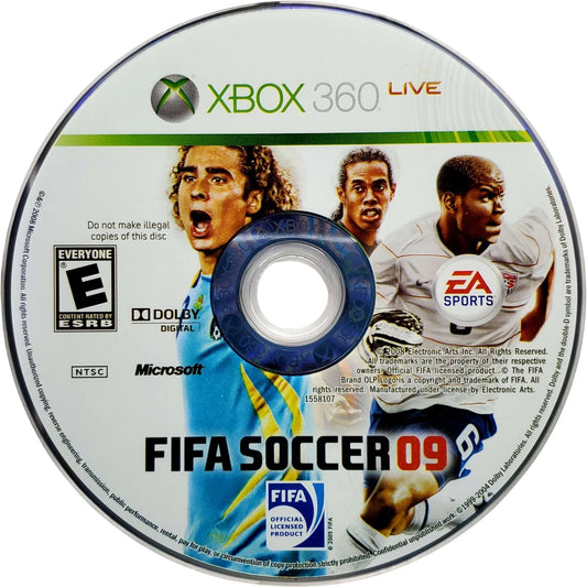 FIFA Soccer 09 disc for Xbox 360 (X360) sports soccer video game