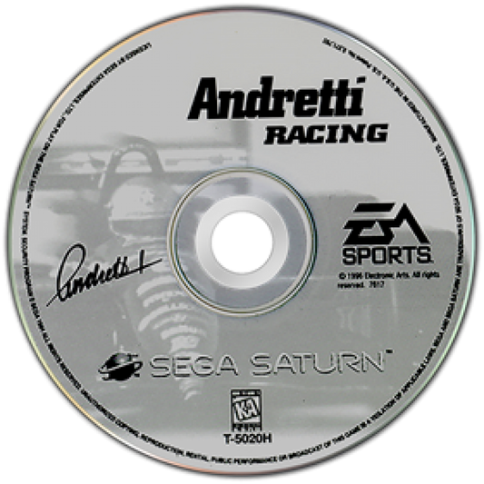 Andretti Racing Sega Saturn video game, arcade racing simulation, IndyCar motorsport action, retro Sega console title disc