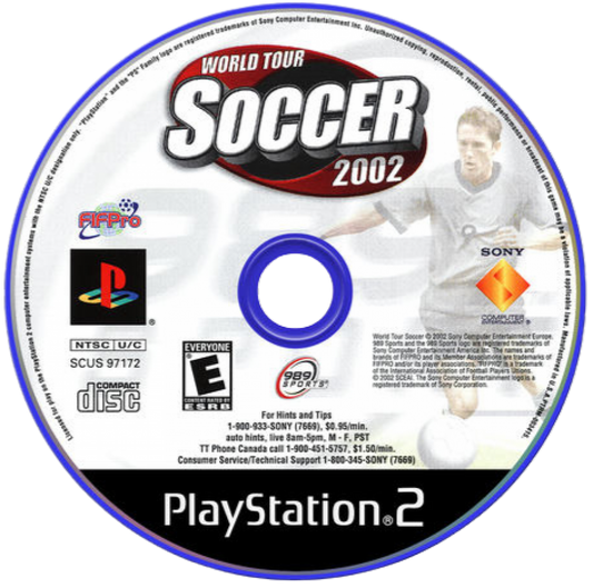 World Tour Soccer 2002 – PlayStation 2 (PS2) video game disc, soccer simulation.