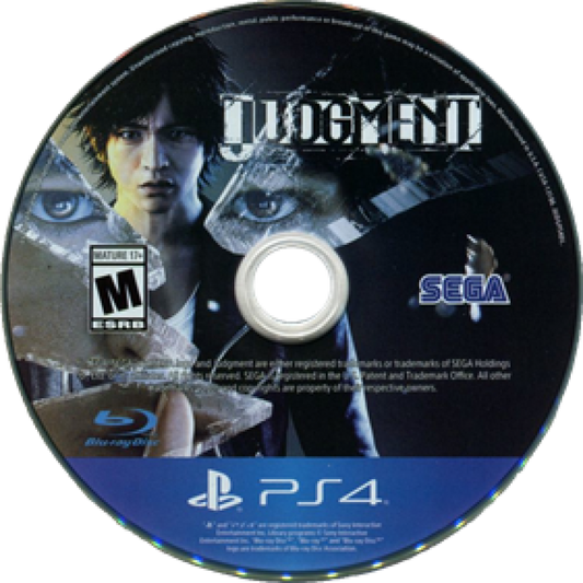 Judgment for PlayStation 4 action adventure detective game set in Kamurocho featuring crime investigation brawler combat side cases open world gameplay disc