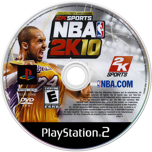 NBA 2K10 – PlayStation 2 (PS2) basketball sports video game disc