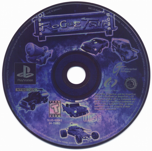 Rogue Trip PlayStation 1 game featuring vehicular combat racing, destructible environments, and fast-paced arcade action gameplay disk