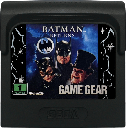 Batman: Returns cartridge cover art for Sega Game Gear (GG) video game