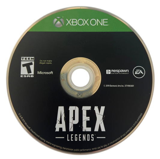 Apex Legends Bloodhound Edition for Xbox One, disc image for a battle royale first-person shooter multiplayer video game