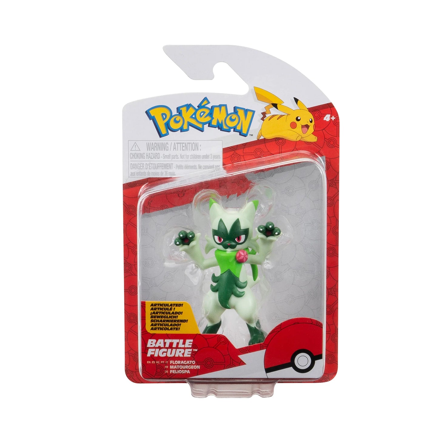 Pokemon Battle Figure Floragato collectible Pokémon action figure featuring Floragato grass type Paldea starter evolution detailed sculpt display toy for Pokémon fans and collectors