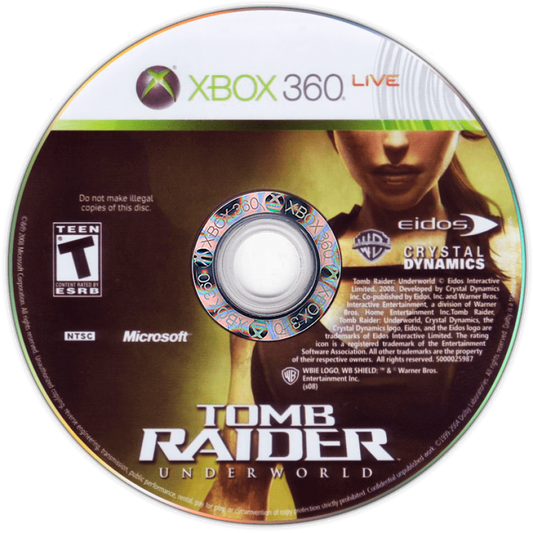 Tomb Raider: Underworld disc for Xbox 360 (X360) action-adventure video game