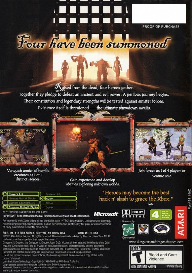 Dungeons & Dragons Heroes back
game cover for Xbox Original console