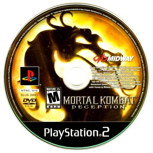 Mortal Kombat Deception PlayStation 2 (PS2) fighting video game disc