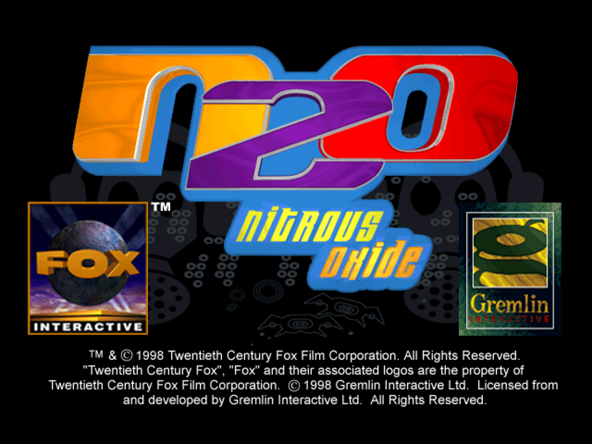 N2O Nitrous Oxide title card for PlayStation 1 (PS1) retro video game