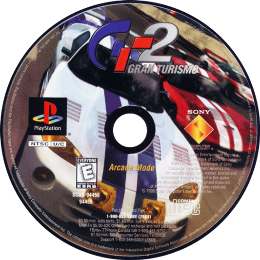 Gran Turismo 2 disc for PlayStation 1 (PS1) retro racing video game