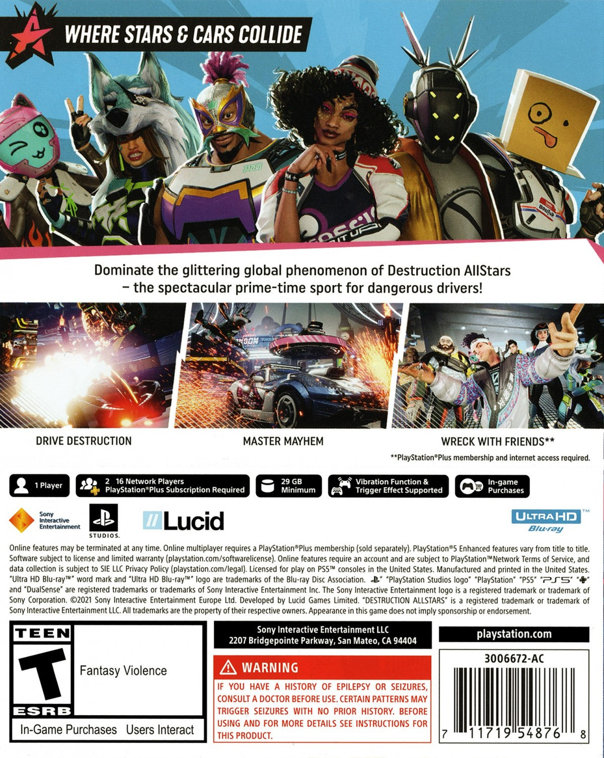 Destruction AllStars back cover art for PlayStation 5 (PS5) video game