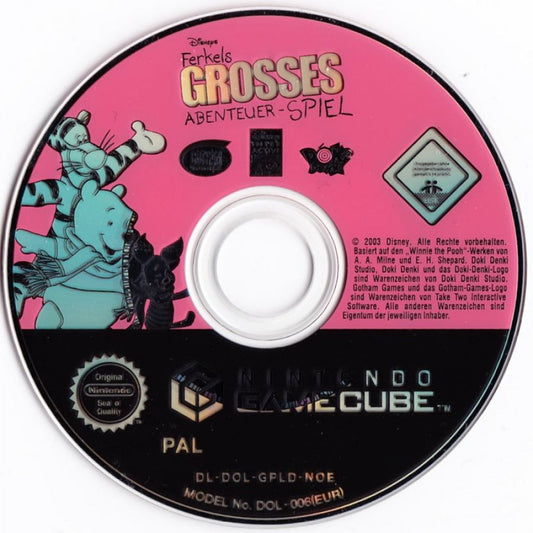 Piglet's BIG Game disc for Nintendo GameCube (GC) children's adventure video game