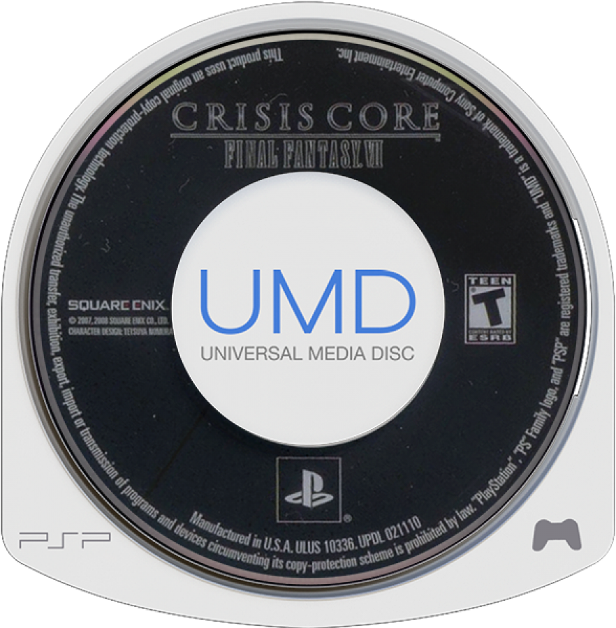Final Fantasy VII: Crisis Core disc for PlayStation Portable (PSP) action RPG video game