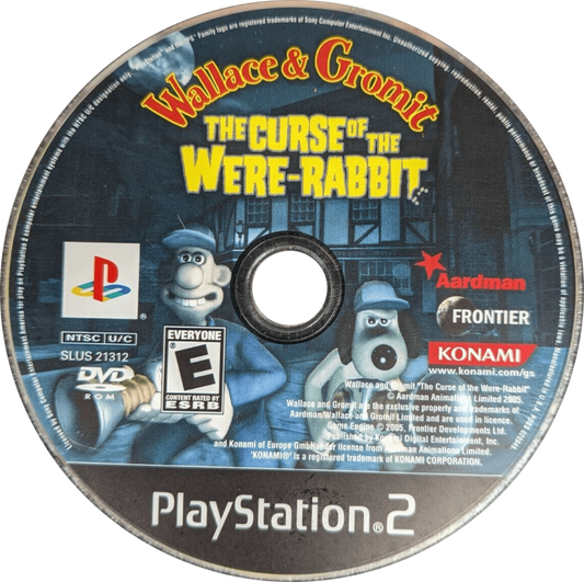 Wallace & Gromit: Curse of the Were-Rabbit – PlayStation 2 (PS2) video game disc, action-adventure platformer.