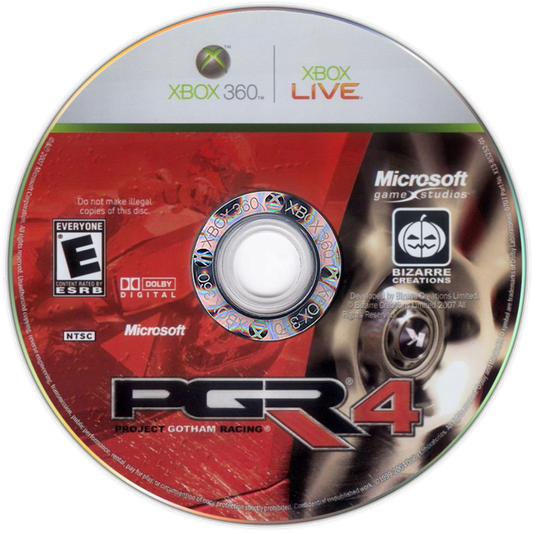 Project Gotham Racing 4 (PGR4) for Xbox 360 with stylish racing and motorcycle features disc