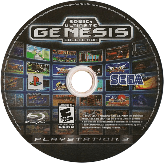 Sonic's Ultimate Genesis Collection disc art for PlayStation 3 (PS3) video game