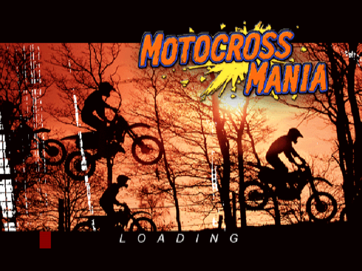 Motocross Mania title card for PlayStation 1 (PS1) retro racing video game