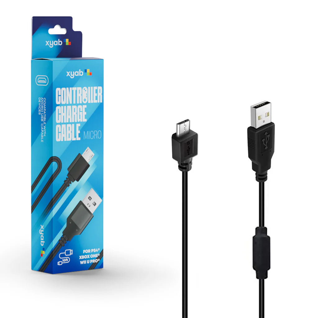 XYAB brand PlayStation 4 charging cable for DualShock 4 controllers with USB connector for power and data transfer