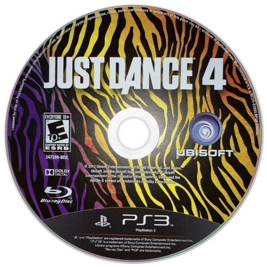 Just Dance 4 disc for PlayStation 3 PS3 video game
