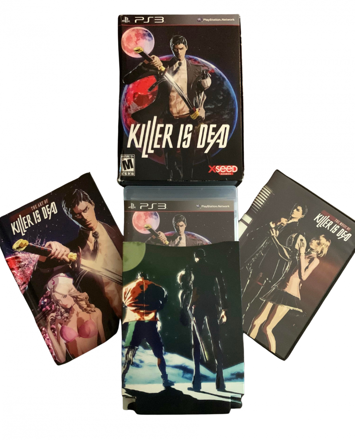 Killer is Dead Limited Edition PlayStation 3 PS3 action hack and slash video game featuring Mondo Zappa cyberpunk style assassinations katana combat stylish swordplay deadly enemies boss battles dark storyline and collectible Limited Edition content classic PlayStation 3 PS3 gaming appeal CIB inserts