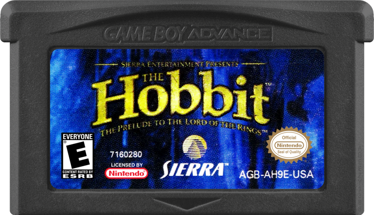 Game Boy Advance game cartridge for 'The Hobbit' by Sierra Entertainment.