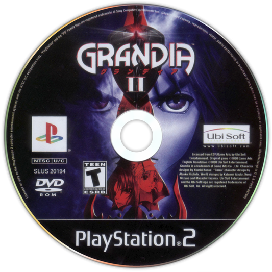 Grandia II PS2 PlayStation 2 JRPG role playing game retro video game disc